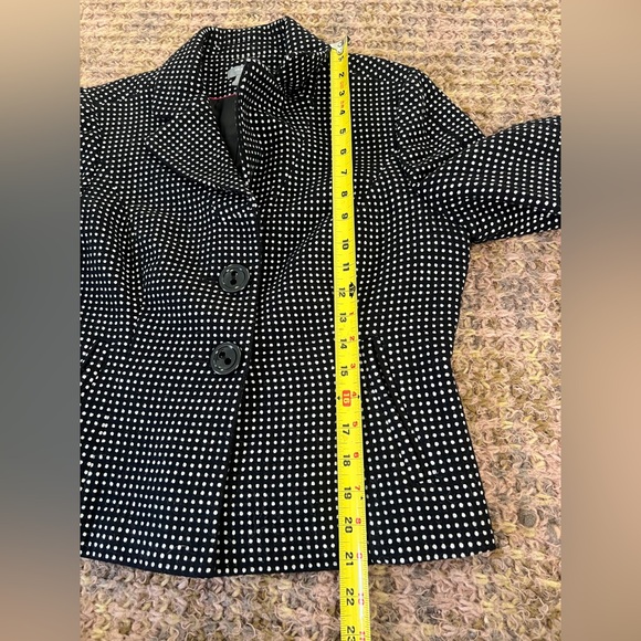 Ann Taylor Petite Blazer Women Polka Dot Size 10P Black/White Polyester Preowned - Picture 12 of 13